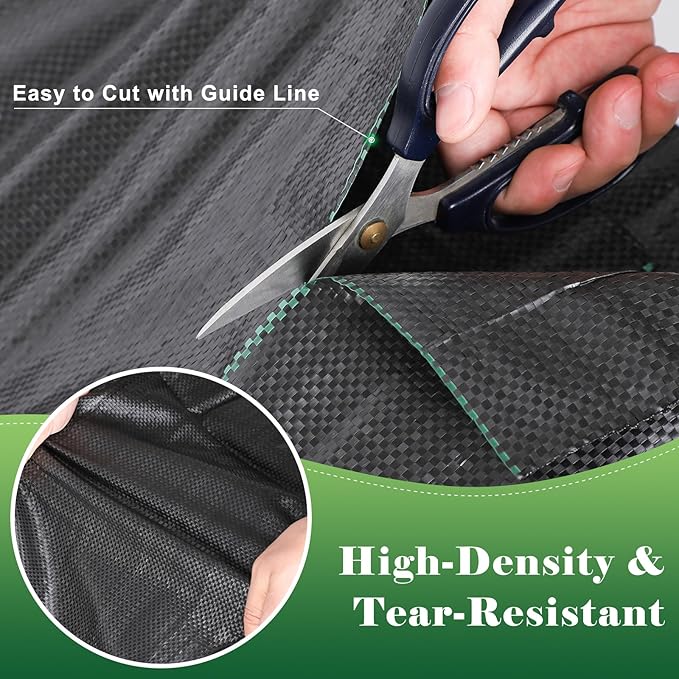 FEED GARDEN 3FT x 100FT Landscape Fabric Weed Barrier Fabric, Heavy Duty Ground Cover Geotextile Fabric for Gardening, with 20 U-Shaped Stakes (2 Pack 3x50FT)