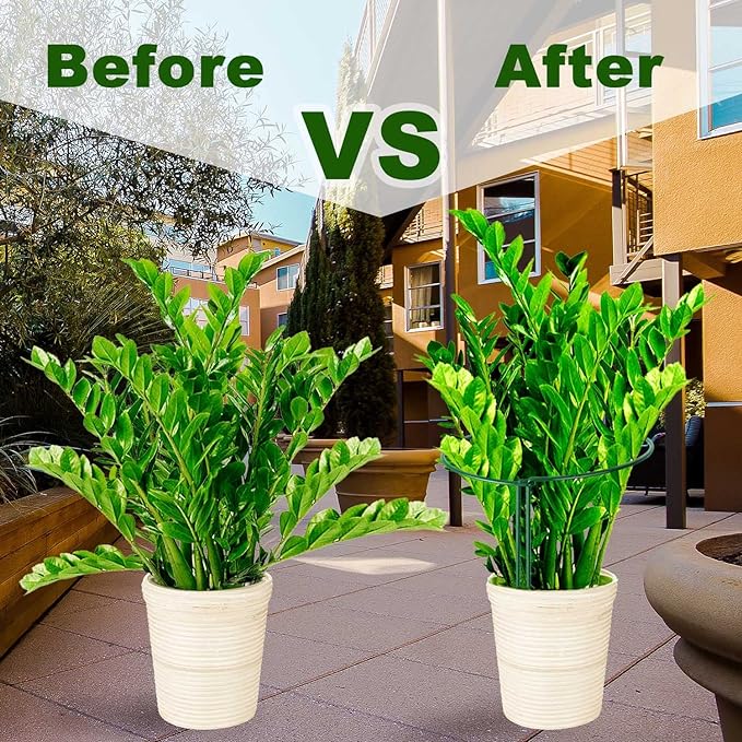 HiGift 8 Pack Plant Support Stakes, Half Round Metal Garden Plant Stake Indoor Peony Cages and Supports, Green Plant Support Ring Border for Tomato,Hydrangea,Flower Outdoor (10" Wide x 15.8" High)
