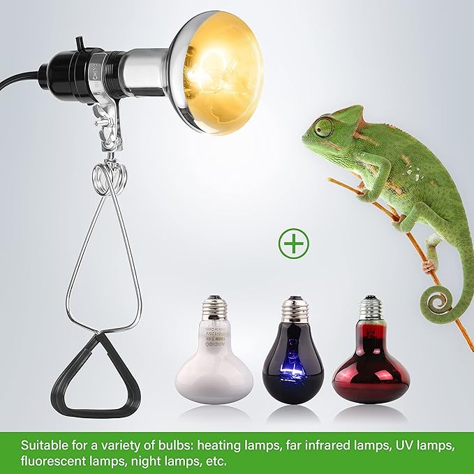 Simple Deluxe HIWKLTCLAMPSOCKETV1 1-Pack 18/2-Gauge Brooder and Heat Clamp Lamp with Bakelite Socket 150 Watt 6 Feet Cord, Black