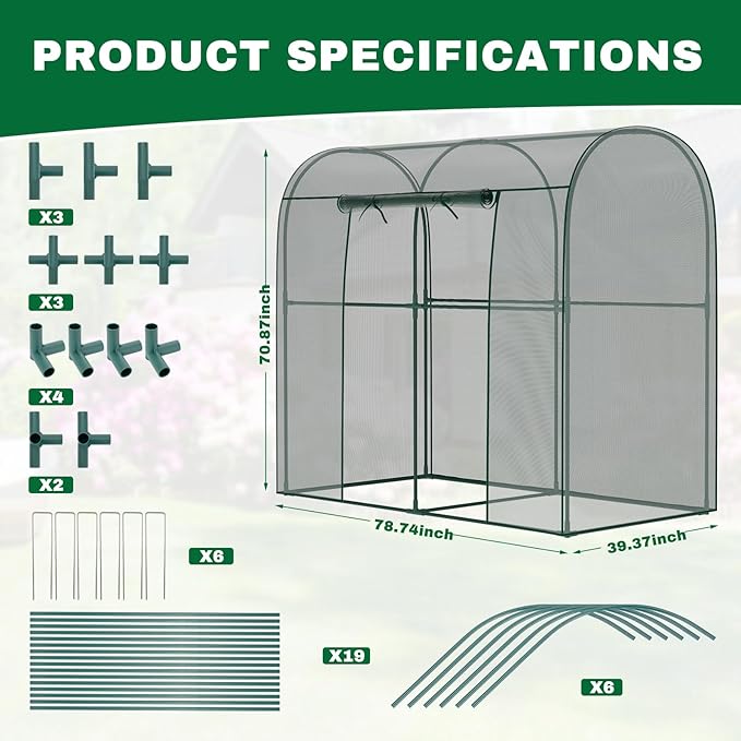 Crop Cages for Garden Plant, 6.6x3.3x6 Ft Plant Protection Netting Tent with Zippered Door, Raised Bed Cover, Garden Bed Cover with Frame, Wind-Resistant Plant Cages for Outdoor Plants