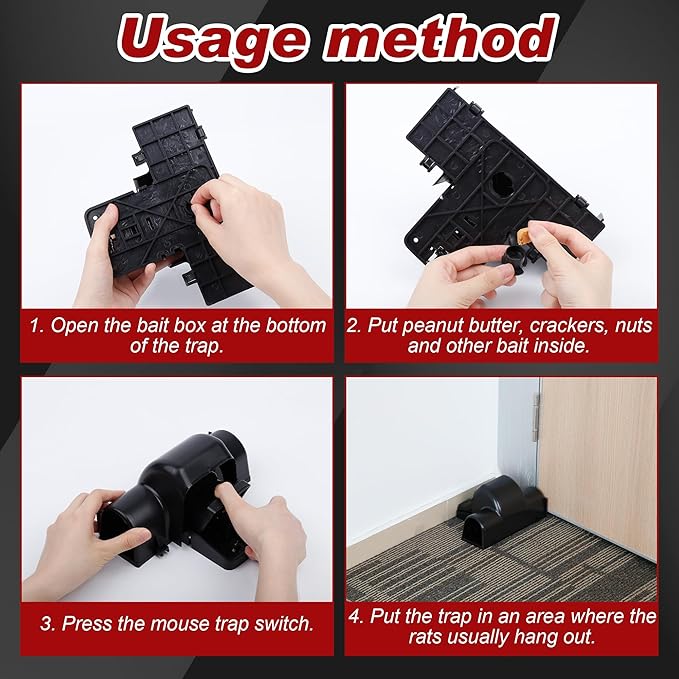 Reusable Rat & Chipmunk Traps, Prevents Accidental Triggering Mouse Trap, Tunnel Dual-Entry Squirrel Trap for Big Rats, Large Efficient Capture Device, Snap Traps for Humane Capture