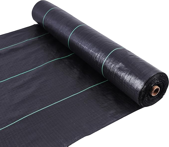 Driveway & Landscape Fabric 13ftx115ft Black Plastic, Heavy Duty Geotextile Ground Cover Under Gravel for Driveway Underlayment, Weed Control Garden Barrier Cloth