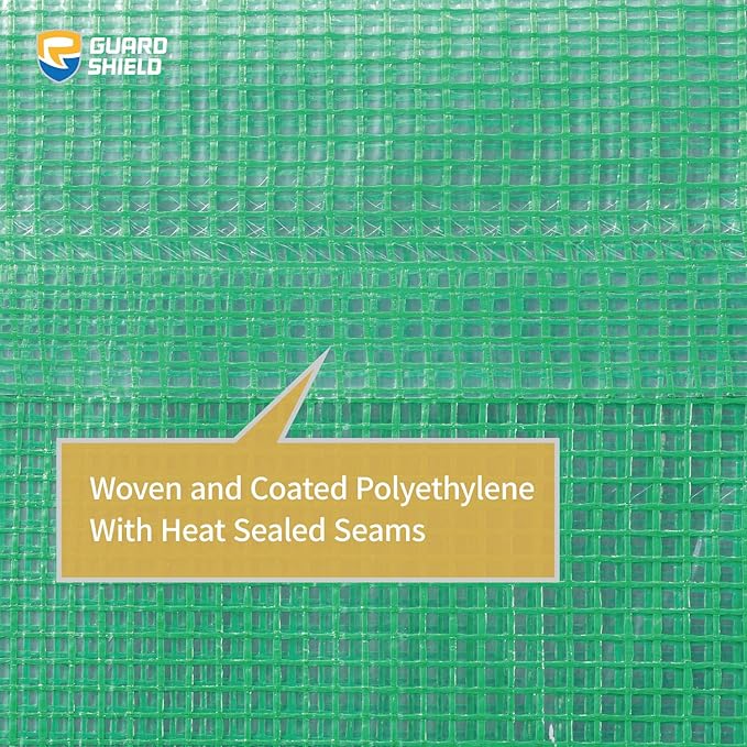 GUARD SHIELD Clear Green Tarp Heavy Duty 6x8 Feet Waterproof for Greenhouse Outdoor Garden Poly Cover UV Resistant 3x3 Weave 10mil (2-Pack)