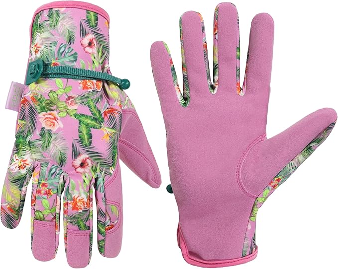 HLDD HANDLANDY Work Gloves for Women and Ladies, Leather Gardening Gloves Flexible Mechanic Working Gloves
