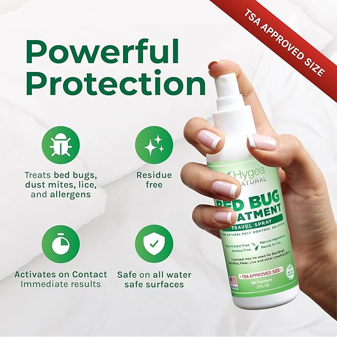Lice, Mite, and Bed Bug Natural Travel Spray- TSA Approved 3 oz Size Bottles, Child & Pet friendly, Stain & Odor Free, For Hotels, Suitcase, Backpack, Shoes, Bed Bug Spray (2 Pack)