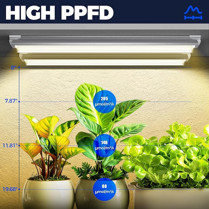 Barrina T8 Plant Light, 144W(6 x 24W), 800W Equivalent, 2FT Super Bright, Full Spectrum, led Grow Light, Integrated Growing Lamp Fixture, for Indoor Plants, 6-Pack