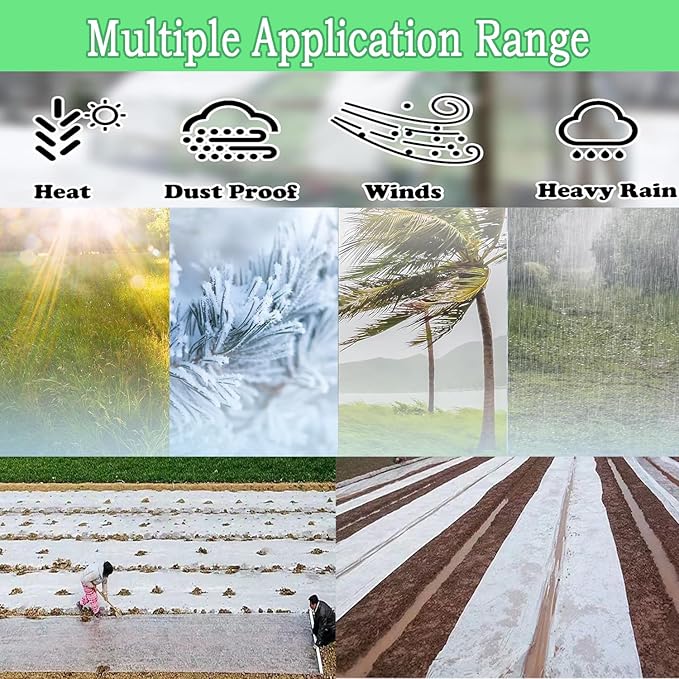 12FTx26FT Greenhouse Plastic Sheeting, 6 Mil Thick Clear Polyethylene Film, Waterproof Wind Frost Dust UV Resistant Green House Plastic Covering for Outdoor Plant, Garden, (12ft x 26ft)