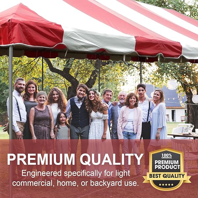 Party Tents Direct 20'x 40' Weekender Canopy Pole Tent with Sidewalls - Easy Up Canopy Tent with 160 Person Capacity - Outdoor Canopies for Parties, Weddings, and Events (Red/White)