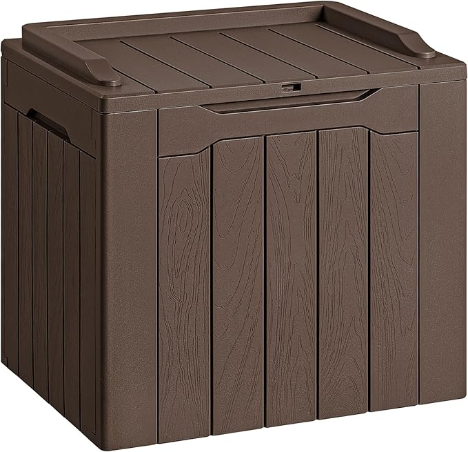 Devoko 30 Gallon Resin Deck Box Outdoor Indoor Waterproof Storage Box for Patio Furniture Pool Accessories Storage for Cushion Garden Tools (30 Gallon, Brown)