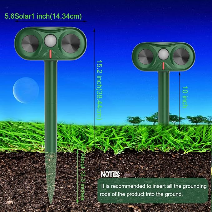 Powerful Cat Repellent Outdoor for Yard & Garden & Farm,Ultrasonic Animal Deterrent with Adjustable Sensitivity,Solar Pest Repellent, Racoon Squirrel Repellent Outdoor to Keep Unwanted Animals Away