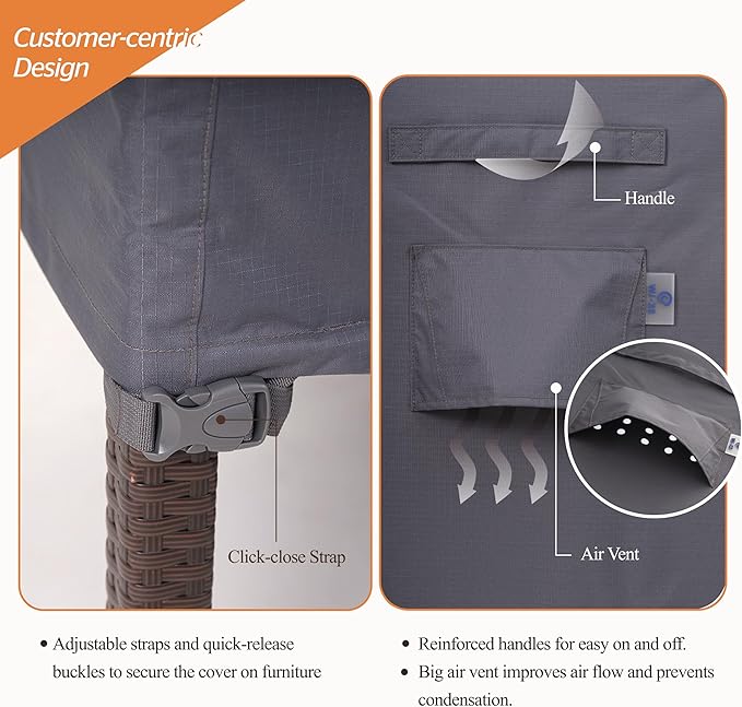 Patio Chair Covers, Outdoor furniture Cover, Heavy Duty, Waterproof Patio Chair Covers, 43W x 42D x 42H, Gray, 1-Pack