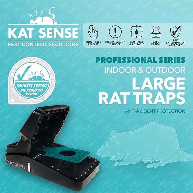 Kat Sense Rat Traps for House (12 Pack) Humane Rodent Trap for Instant Kill Results, Easy to Use Mouse Traps, Effective Anti-Rodent Solution, Reusable, Indoor ‘N Outdoor