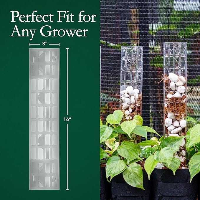 V2 Medium GrowPole - Stackable Plastic Moss Poles for Climbing Plants, Monstera Plant Support-Plant Climbing Pole, DIY Plant Sticks Support. Works for Philodendron and Anthuriums - 5 Pcs