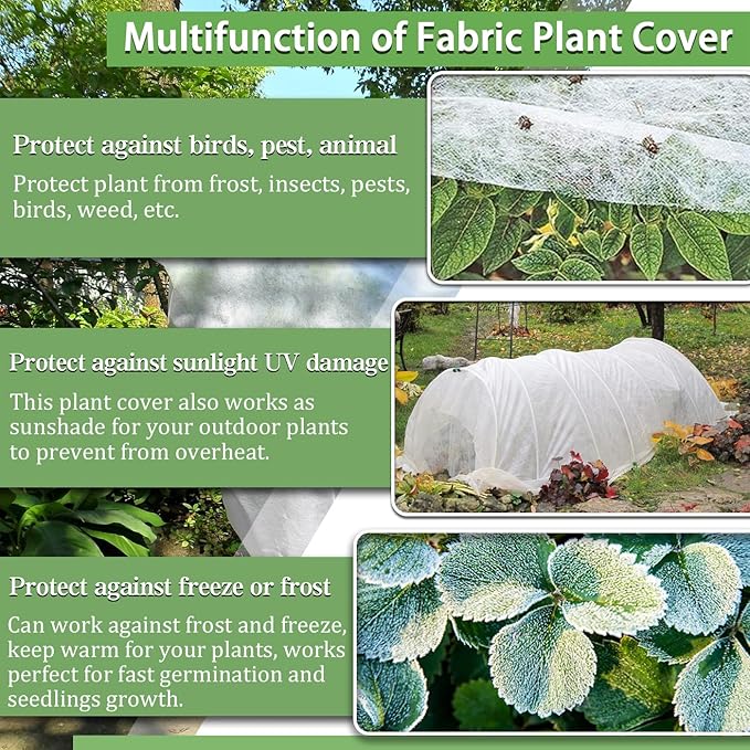 Plant Covers Freeze Protection 7 x 25 Ft, Thick Frost Cloth for Outdoor Plants, Winter Plant Blankets and Frost Covers for Garden Frost Protection, Floating Row Cover
