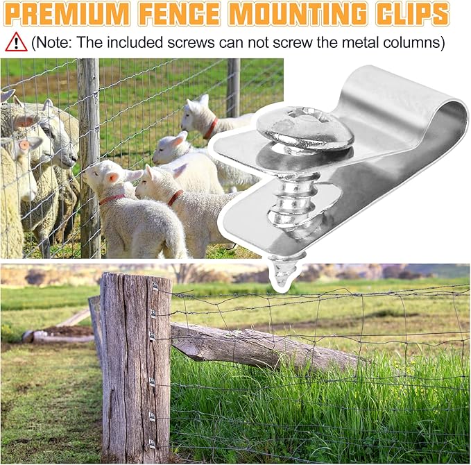 220 Pcs Fence Wire Clamps Stainless Steel Fencing Mounting Clips with 220 Pcs Stainless Steel Screws for 12-16 Gauge Welded Wire to Wood, Metal or Vinyl Fence(X220 Kit)