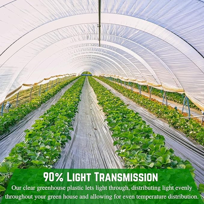 Farm Plastic Supply - 4 Year UV Tube 6 mil Clear Greenhouse Plastic Sheeting - 4 Year UV Resistant Polyethylene Greenhouse Film, Hoop House Green House Cover for Gardening (14' x 150')