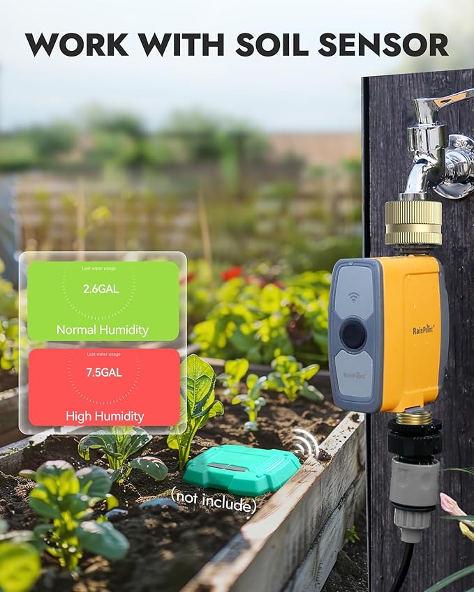 RAINPOINT WiFi Water Timer, Smart Sprinkler System Valve With APP & Voice Control, Weather-Based Automatic Rain Delay, Brass Inlet & Outlet (No WiFi Hub)