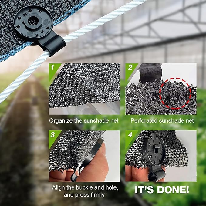 Shade Cloth Clips, 2025 Shade Cloth Heavy Duty Lock Grip Shade Cloth Fix Plastic Clamp, Tarp Clips Fence Fabric Clips Greenhouse Shade Cloth Clips for Garden Netting Sun Shade Net (Black, 50Pack)