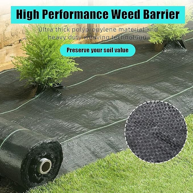 6.5ft x 330ft Premium Weed Barrier Landscape Fabric, 3.2oz Heavy Duty, Weed Control Fabric, High Permeability Good for Flower Bed, Driveway Fabric Ground Cover