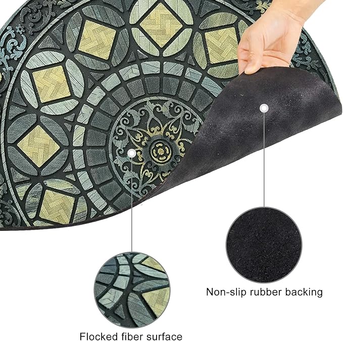 CHICHIC Entrance Door Mat Large 24 x 36 Inch Entry Way Doormat Front Door Rugs Outdoors Heavy Duty Welcome Mat Non Slip Rubber Back Low Profile for Garage, Patio, High Traffic Area, Grey Teal