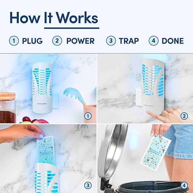Fruit Fly Traps for Indoors (1 Device + 5 Refills) - Flying Insect Trap Plug in Bug Zapper Indoor, Gnat Trap and Mosquito Trap, Bug Catcher Traps with UV Light Fly Trap Indoor Bug Zapper