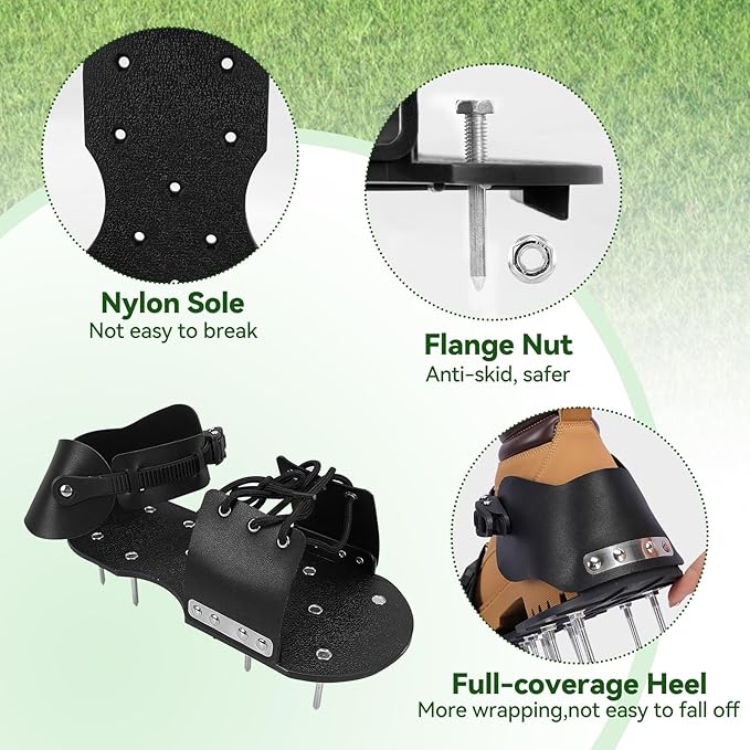 HFH Lawn Aerator Shoes for Grass,Aeration Shoes for Lawn,Spike Shoes for Lawn Aerating (Shoelace)
