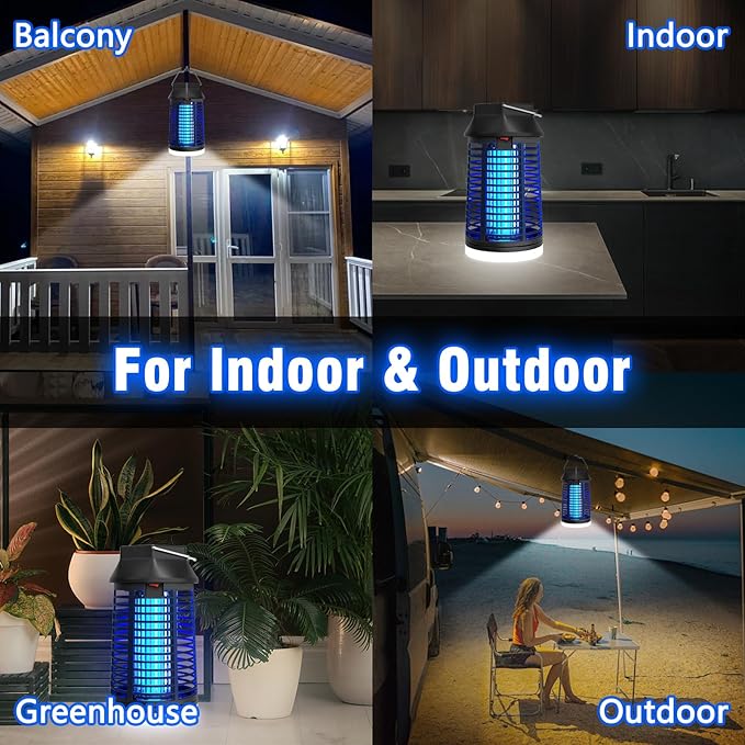 Remote Control Bug Zapper, Outdoor & Indoor Electric Mosquito Killer with LED Light, Waterproof Fly Trap & Insect Catcher, Plug-in Insect Repellent for Outside, Patio, Garage, Home, and Garden