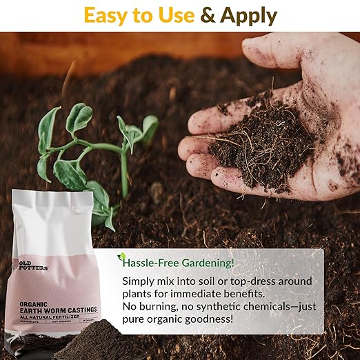 Organic Earthworm Casting All-Natural Fertilizer, ~15 lbs, for Indoor and Outdoor Planting, Enhances Root and Overall Health, Revitalizes Soil with Health Microbes,15 Quarts.