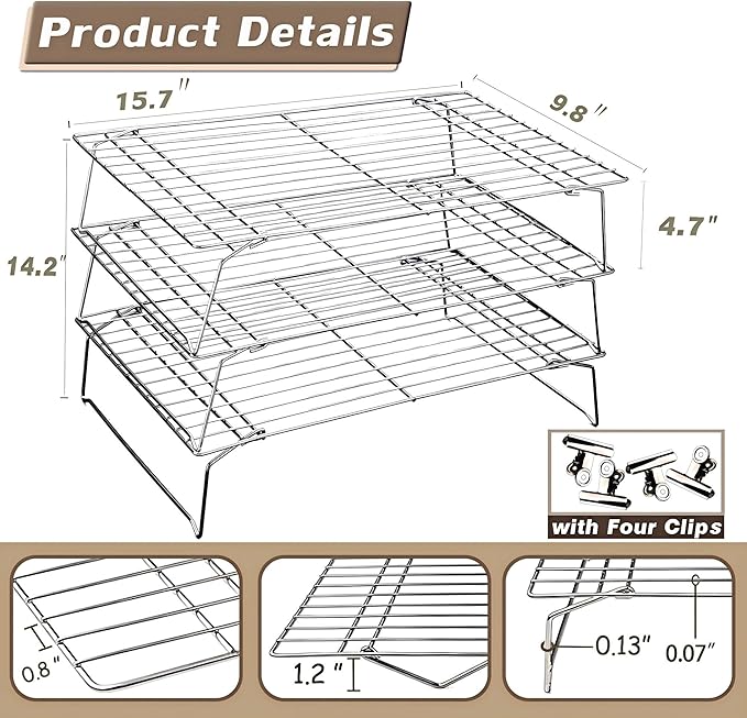 Sprouts Growing Rack 3-Tier 14 inch Shelf, Metal Foldable Plant Stand for Sprouting Tray Indoor, Seed Starting Tray Plant Shelf, Silver Rack for Kitchen Table Top Space Saving