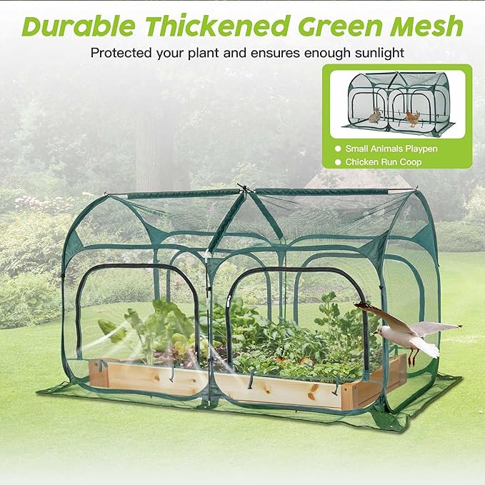 Poray Large 8.2x4FT Plant Netting Cover, Pop up Tunnel Crop Cage Gardening Net,Pest Guard Cover for Vegetables &Fruits,Durable Gardening Net for Plant and Animal
