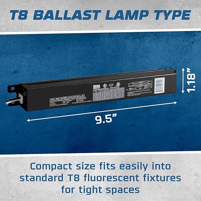 OHLECTRIC Replacement for Keystone KTEB-232-UV-IS-L-P 2 Lamp T8 Electronic Fluorescent Ballast with Low Light Output | 120-277V Input with Instant Start Operation | 0.78 Ballast Factor, UL-Approved