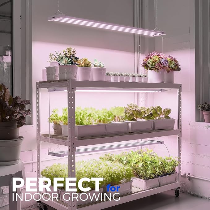 Barrina TX-L84 4FT LED Grow Light, 84W, 4 Panels Wider Coverage, Full Spectrum, High PPFD, Super Bright, Linkable, Hanging Fixture, Plant Stand with Grow Light for Indoor, Seeding, 1 Pack