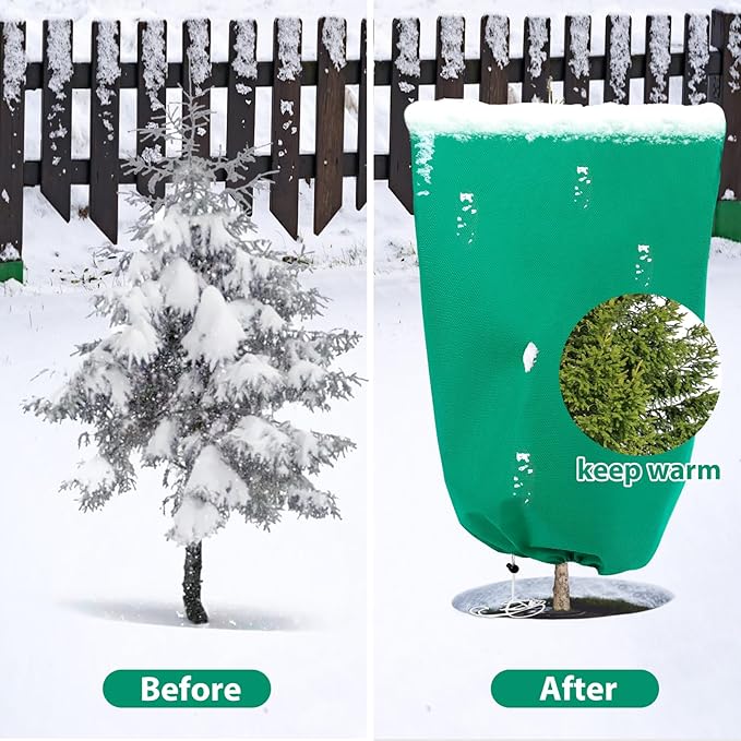 2 Pack Plant Covers Freeze Protection for Winter, 2.2oz/yd² Frost Blankets Cloths With Zipper/Drawstring (84" X 72"), Large Plant Frost Protection Covers Outdoor, for Shrub Bush Fruit Tree Potte