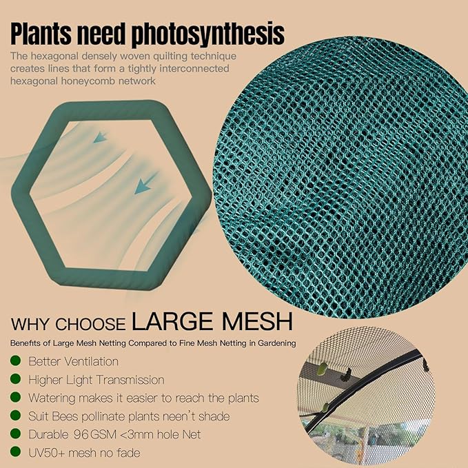 Poray Large 8.2x4FT Plant Netting Cover, Pop up Tunnel Crop Cage Gardening Net,Pest Guard Cover for Vegetables &Fruits,Durable Gardening Net for Plant and Animal