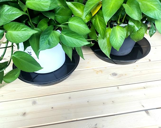 Plant Saucer 16 Inch 4 Pack 10 14 16 18 Large Plant Trays for Pots Heavy Duty Round Plastic Plant Saucers for Indoors Outdoors, Flower Pot No Holes Plant Drip Trays