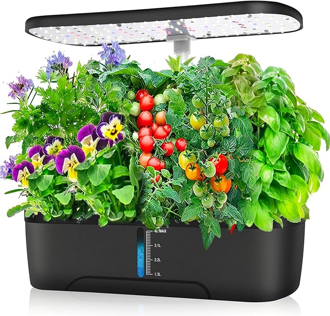 Hydroponics Growing System, Indoor Herb Garden, 12 Pods Hydroponics Growing System, Herb Garden Kit Indoor Gardening System with Grow Light, Automatic Timer, Height Adjustable, Home Kitchen Gift