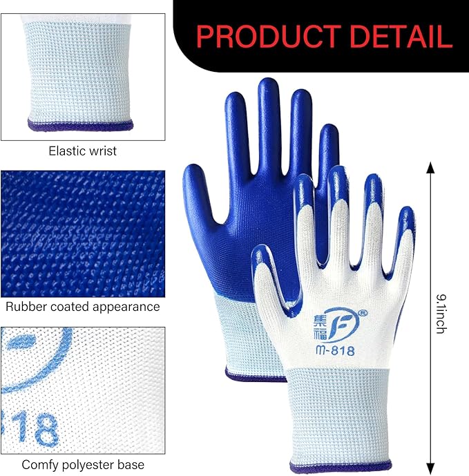 90 Pairs Gardening Gloves Bulk for Men Women Breathable Rubber Coated Safety Garden Work Gloves 9.1 Inch Working Gloves for Gardening