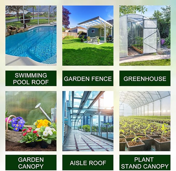 Tatuo 6 Pack 6' X 2' X 0.24'' Polycarbonate Greenhouse Panels Polycarbonate Sheets Twin-Wall Roof Panels Waterproof UV Protected Clear Corrugated Plastic Roofing for Greenhouse Replacement
