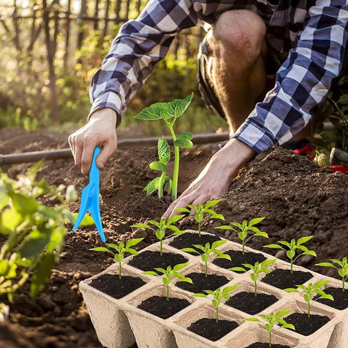 10 Packs Seedling Starter Trays, 120 Cells Biodegradable Seed Starter Plant Pots,Seed Germination Starter Tray Kit with 20 Labels, 2 Transplant Tools