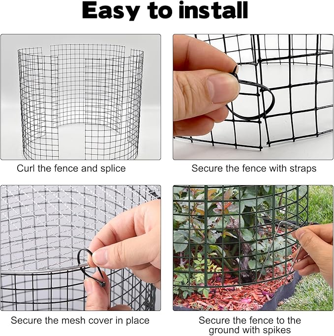 30 Pcs 24'' x 12'' Large Wire Plant Protector from Animals With Metal Cover, 10 Pack Metal Plant Cage Chicken Wire Cloche with 10Pcs Metal Covers to Keep Animals Out, Garden Protection Bunny Barricade