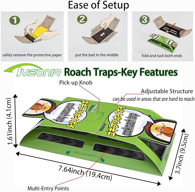 Roach Trap (20Pack) -Cockroach Traps Indoor with Bait,Roach Motel -Child hild & Pet Friendly