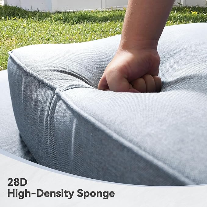 Luxury 6" Outdoor Cushions for Patio Furniture, 24x24x6 Thick Seat Cushion Set of 7, Fade Resistant Couch Chair Replacement Cushions High Density Wicker Chair Cushion w/Removable Cover Baby Blue