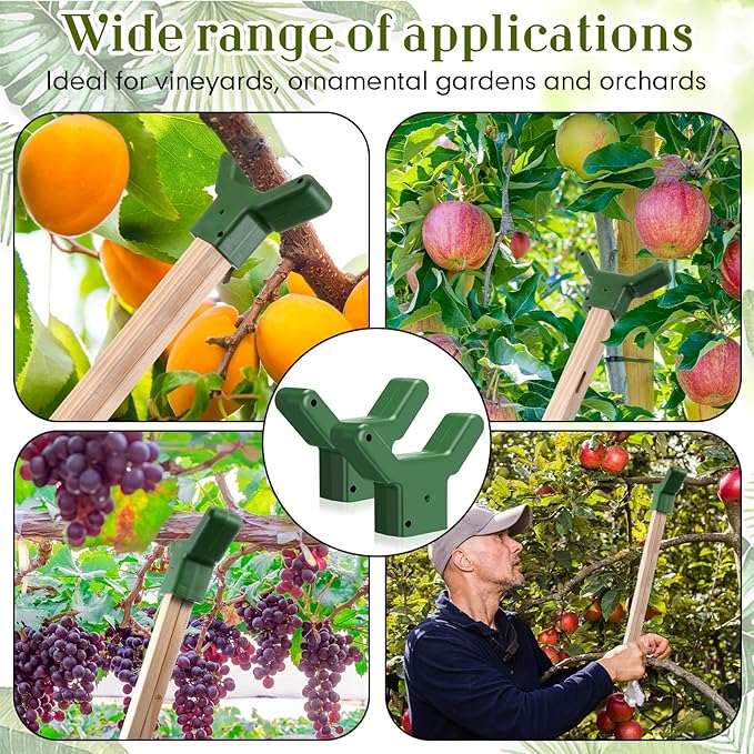 Yungyan 8 Pcs Tree Support, Plastic Fruit Tree Branch Support Device Tree Brace Prevent Them from Breaking for Vineyards Ornamental Gardens Orchards Fits on Standard 1.57 x 1.57 Inch Lumber (Green)
