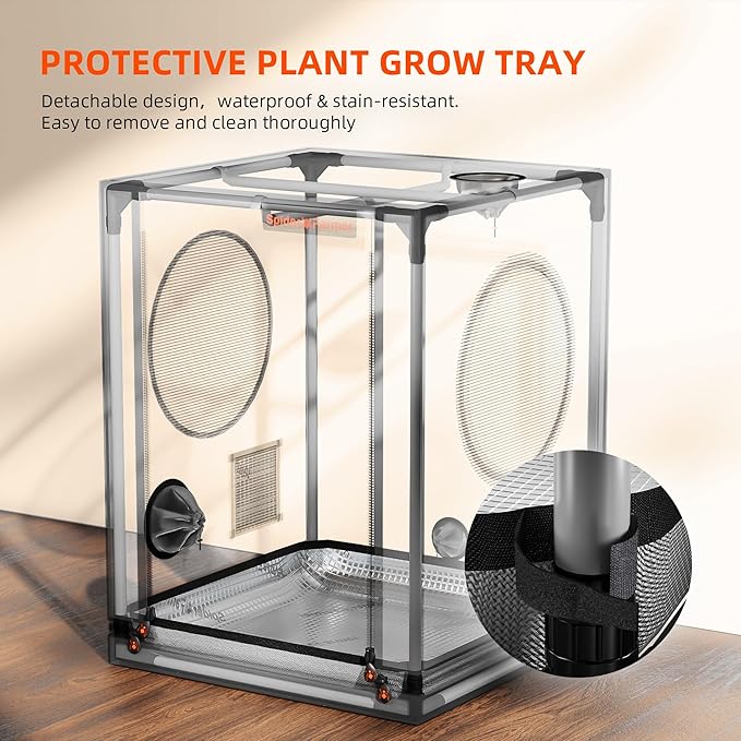 Spider Farmer Small Grow Tent for Seed Starting, 24"x24"x31", with Roll-up Door, Observation Window, Removable Floor Tray, 2000D Thicken Mylar Canvas for Propagation, Germination, Cloning