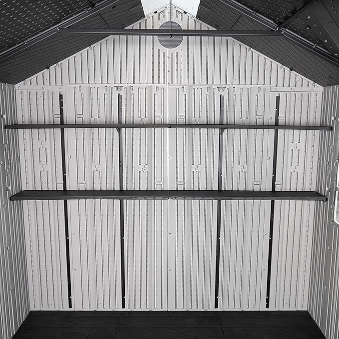 Lifetime Dual Entry Outdoor Storage Shed, 10x8 Ft, Desert Sand, Resin Tool Shed with Double Doors and Weather-Resistant Panels