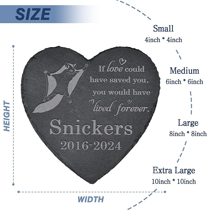 Flying Squirrel Memorial Stone - Flying Squirrel Memorial Gifts - Pet Loss Gift - Loss of Flying Squirre - Heart