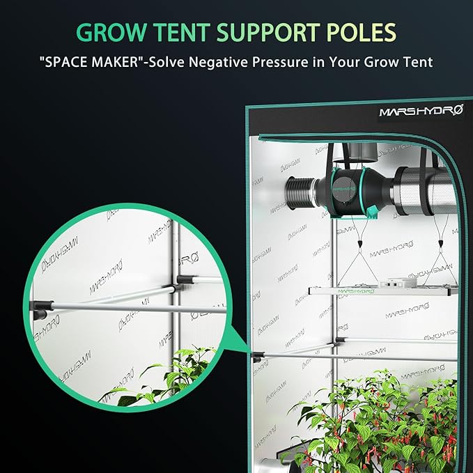MARS HYDRO Grow Tent Durable Side Support Pole,Sturdy Metal Replaceable Bracket Accessories,High CFM Kit for 5x5 Indoor Tents