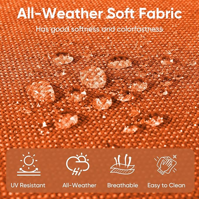 Patio Chair Cushions 4 Packs - Outside High Back Thick Water-Resistant Cushion 22x24 with Zipper Cover for Outdoor Glider Rocking Chairs Loveseat Couch – Orange/Buckle