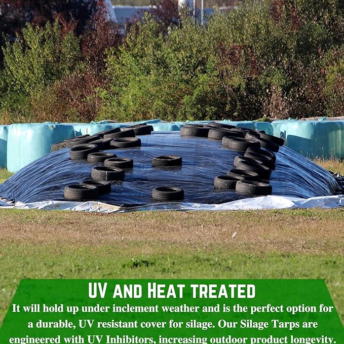 Farm Plastic Supply - Silage Tarp Black/White Plastic Sheeting - 8 Mil - Heavy Duty Polyethylene Plastic Tarp for Silage Cover, Bunker Cover for Farming, Agriculture, Ground Covering (24' x 75')