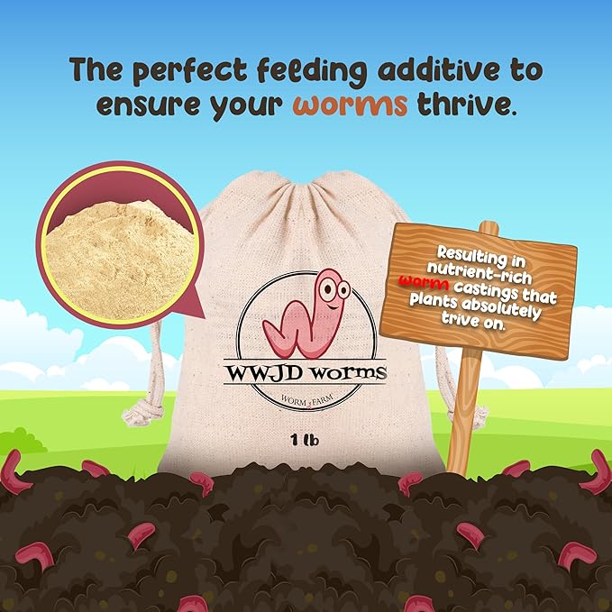 Food for Worms - Mineral-Rich Earthworm Chow, Boosts Composting Efficiency and Promotes Healthy Worms - Nutrient Blend Worm Food for Nightcrawlers & Red Wigglers, 3 Pound